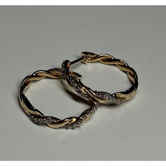 10K YELLOW GOLD DIAMONDS 0.3 CARAT EARRINGS LENGTH 18 mm - Picture 1 of 9